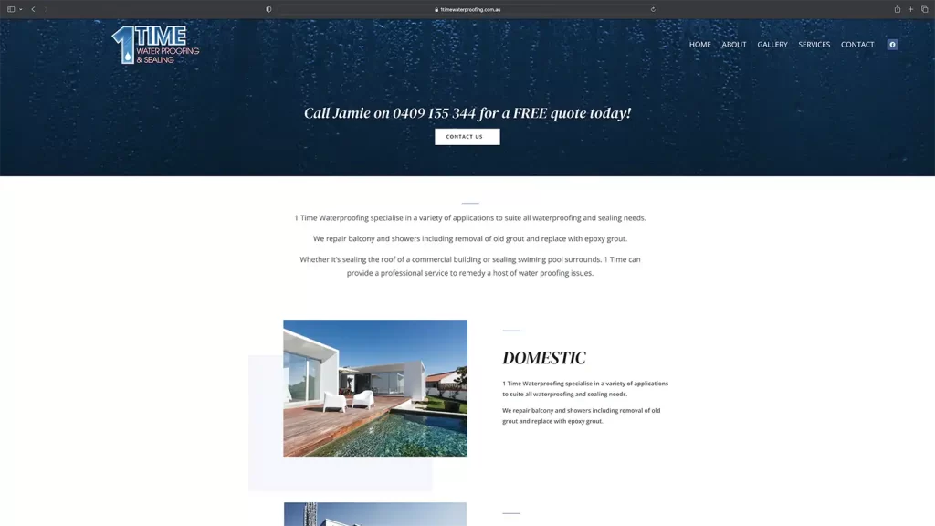 1 Time Water Proofing & Sealing website