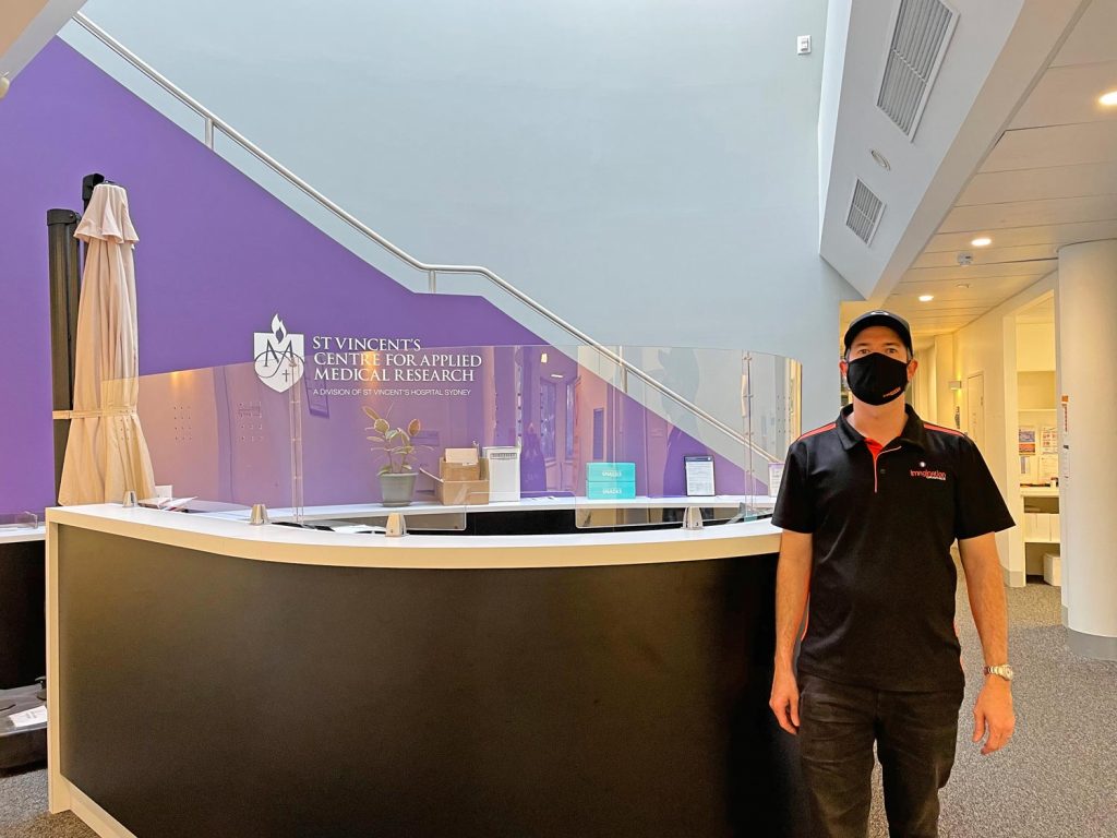 SVH Centre For Applied Medical Research Reception desk with protective screen