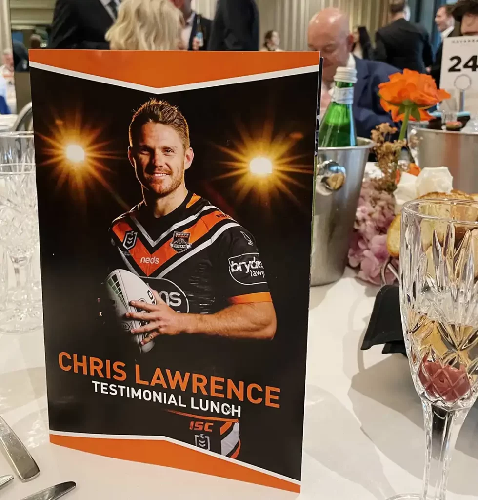 Chris Lawrence's Testimonial Lunch brochure at the event
