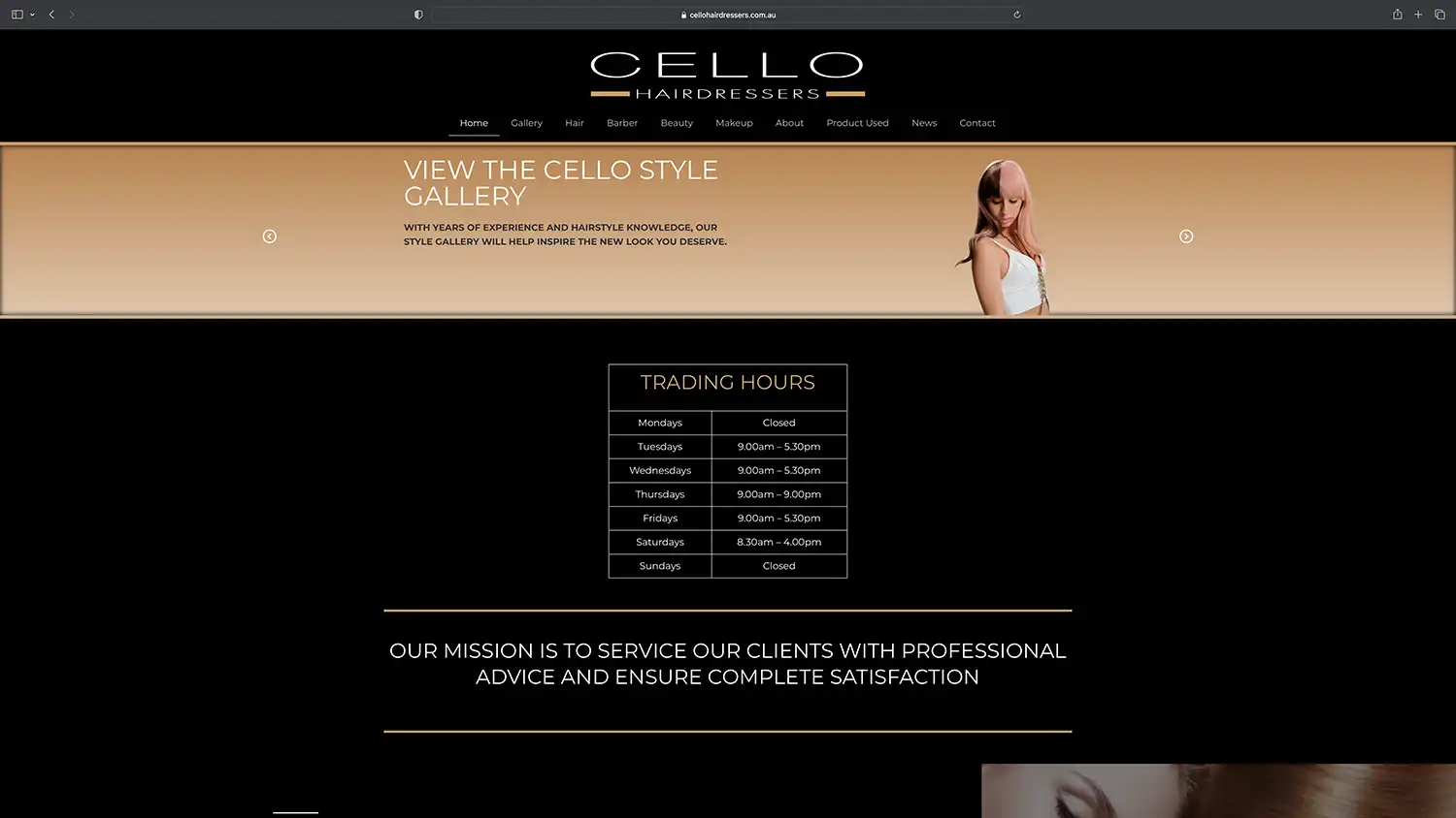 Cello Hairdressers website
