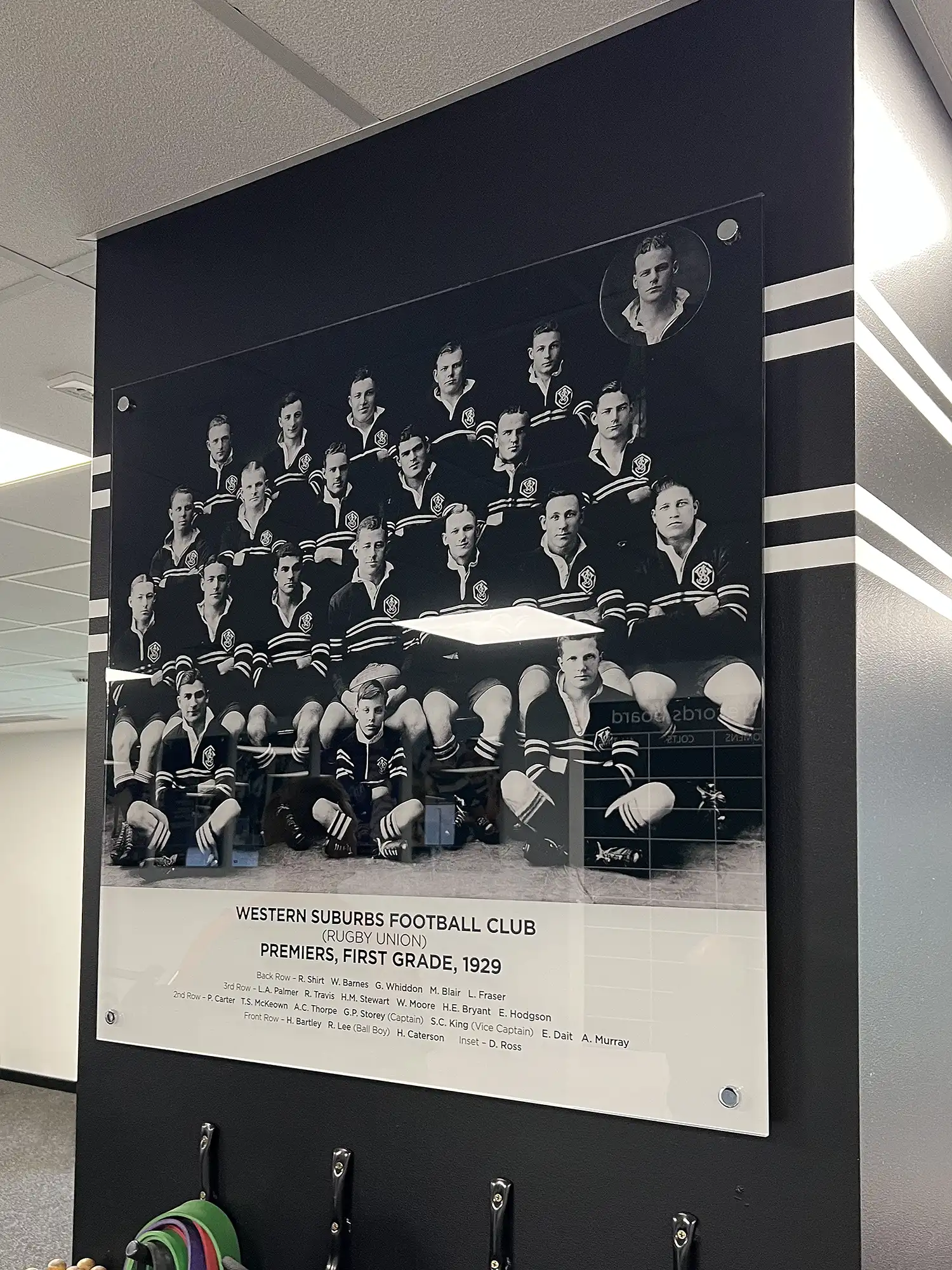 Acrylic Signs offset mounts of West Harbour Rugby 1929 Premiers