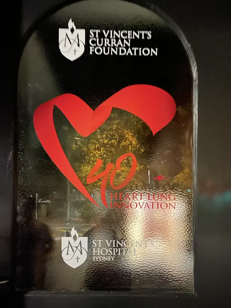 St Vincent's Curran Foundation Celebrating 40 years of Heart Lung Innovation Signage - Window