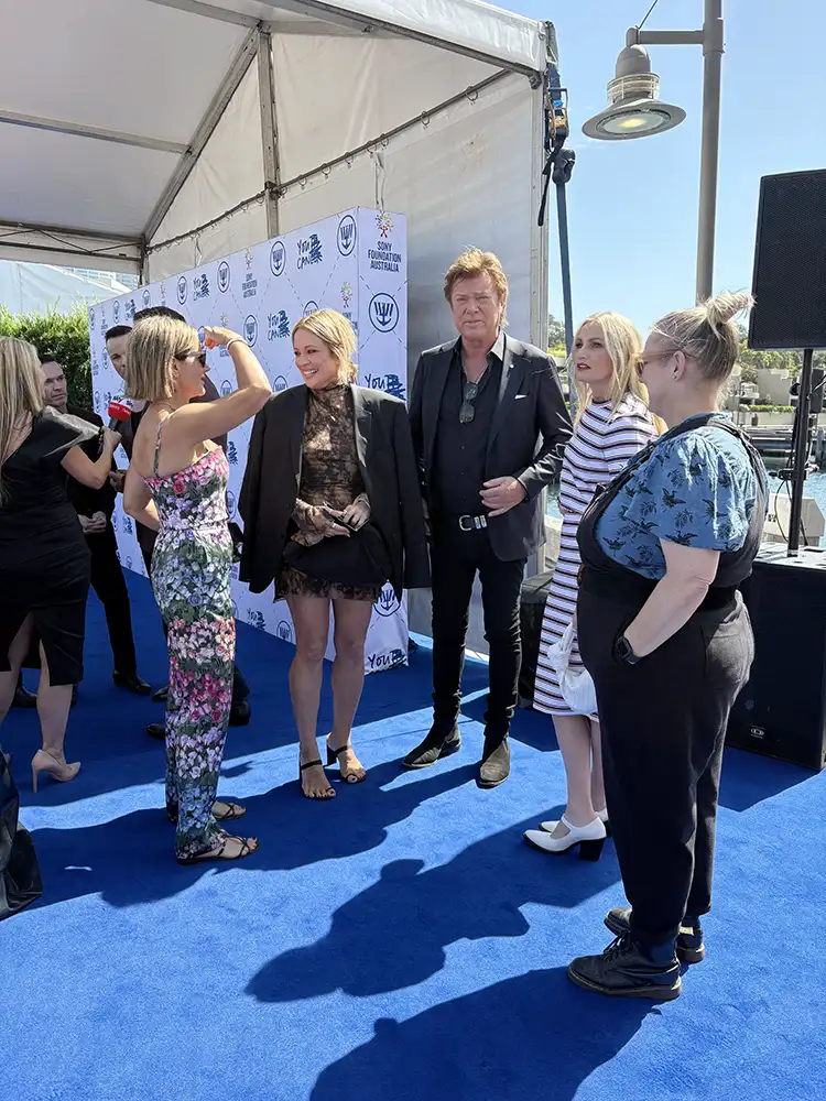 Blue carpet celebrities being interviewed