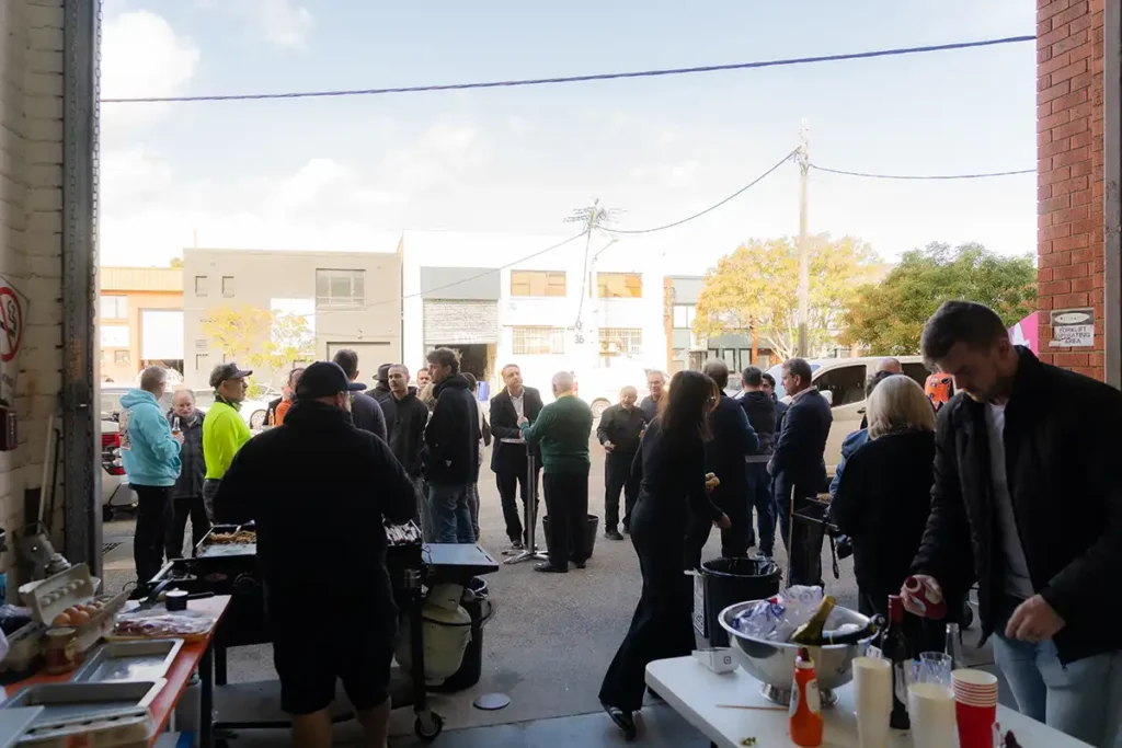 People enjoying the Supertee BBQ